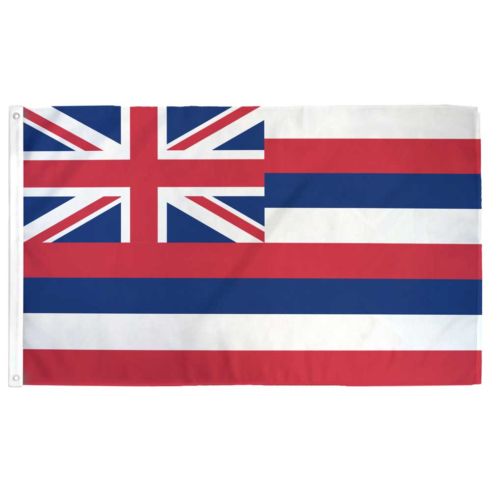 Hawai'i State flag — Union Jack canton with eight horizontal stripes of white, red, and blue