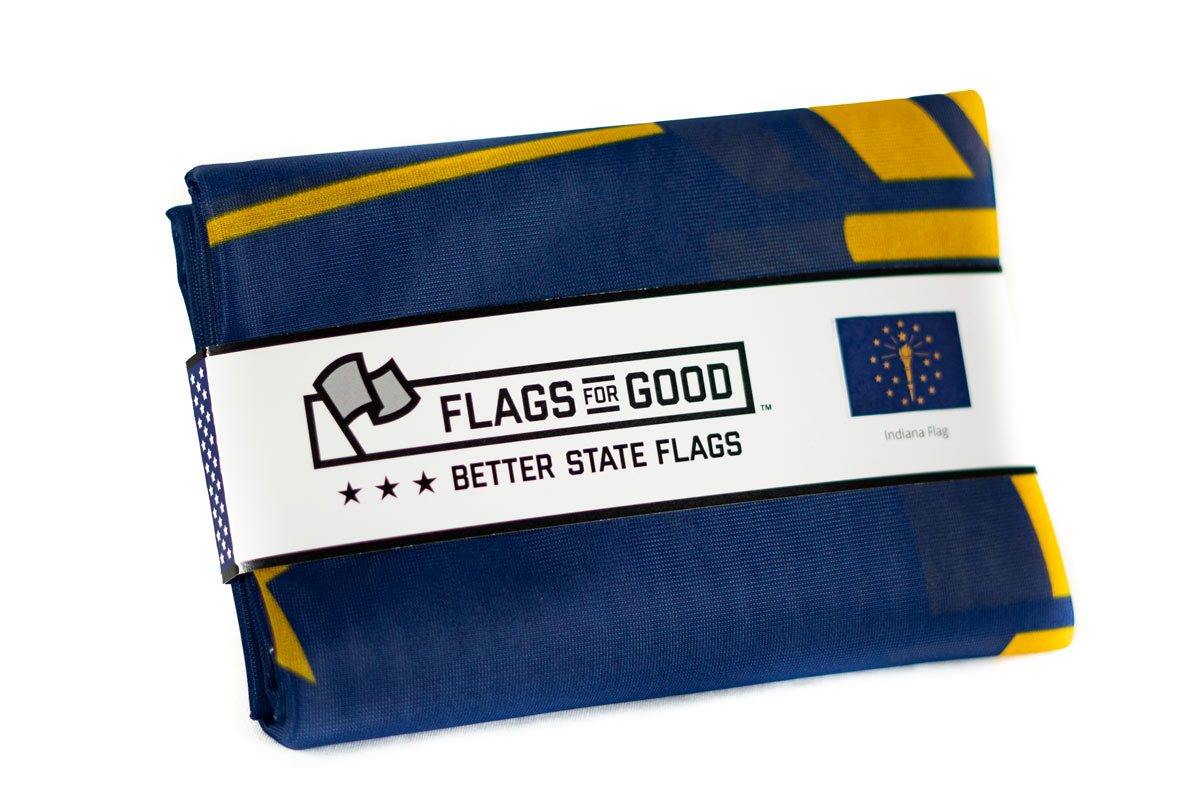 Indiana Flag folded, showing navy and gold design