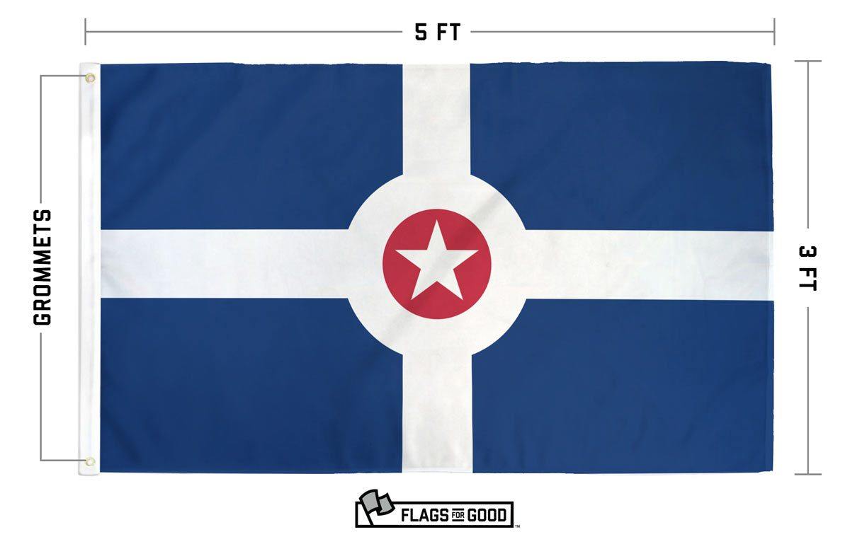 Indianapolis flag specs — available sizes, material, and construction details