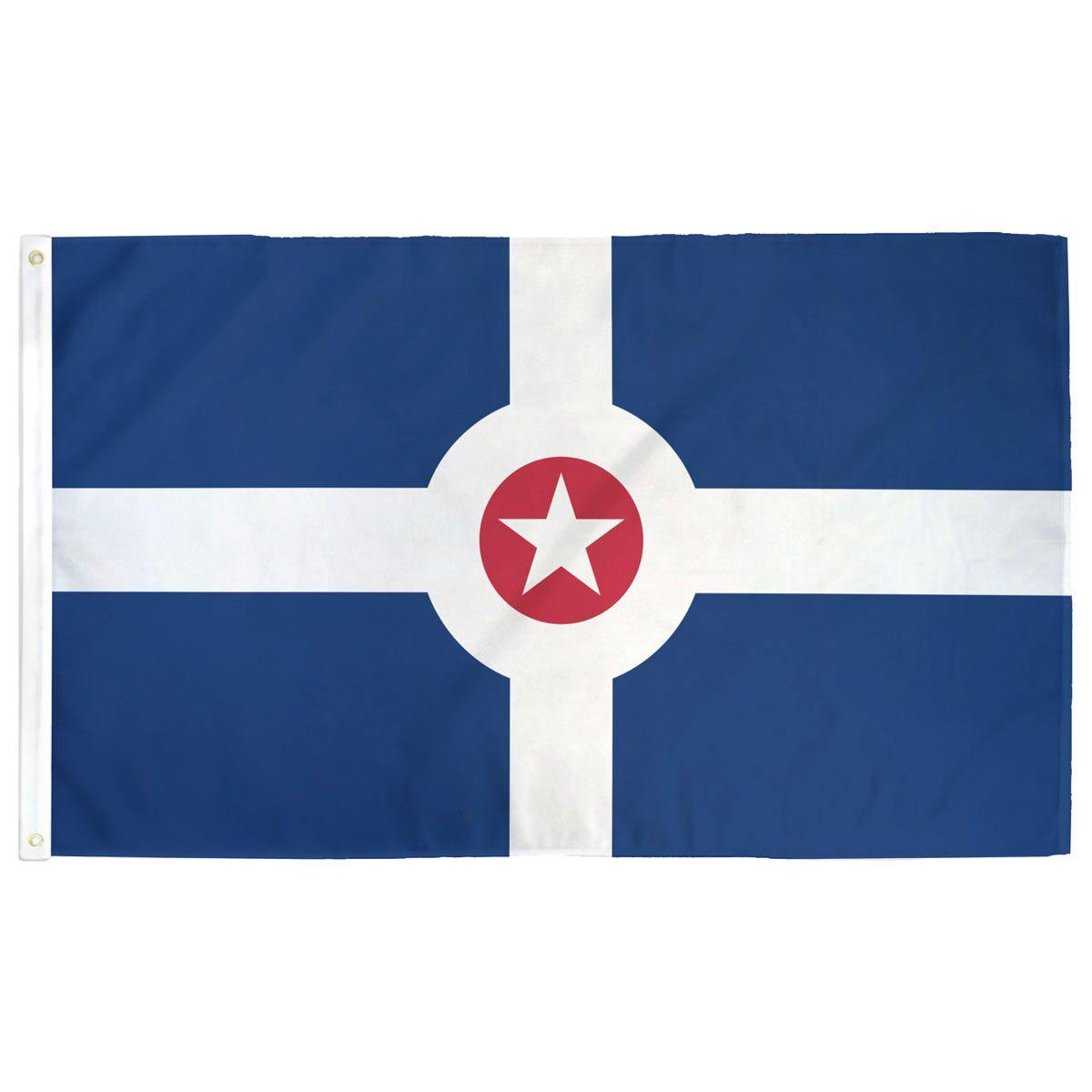 Indianapolis city flag — navy blue with gold torch and star design, 3ft x 5ft