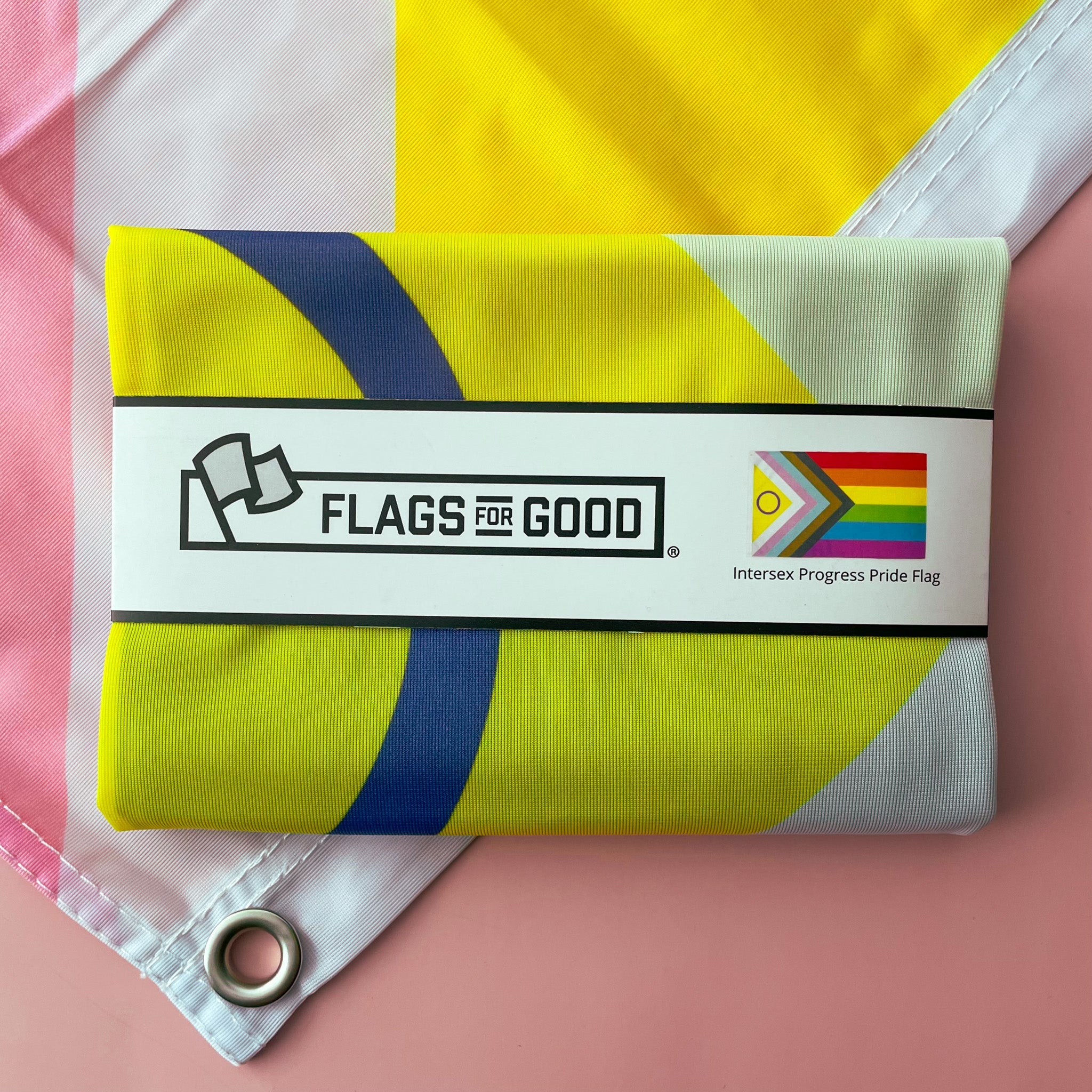Intersex Progress Pride Flag — 3ft x 5ft size shown for scale