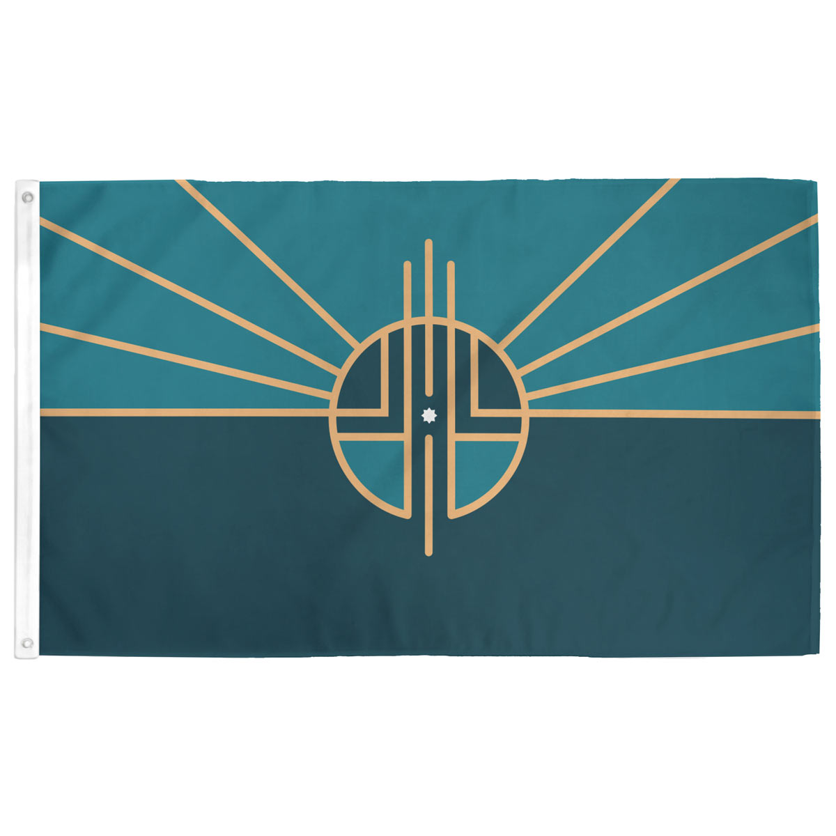 Lincoln, Nebraska Flag — art deco-inspired geometric design with horizontal lines