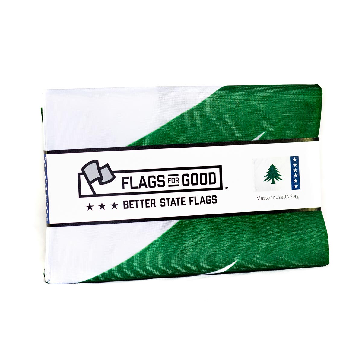 Redesigned Massachusetts flag folded
