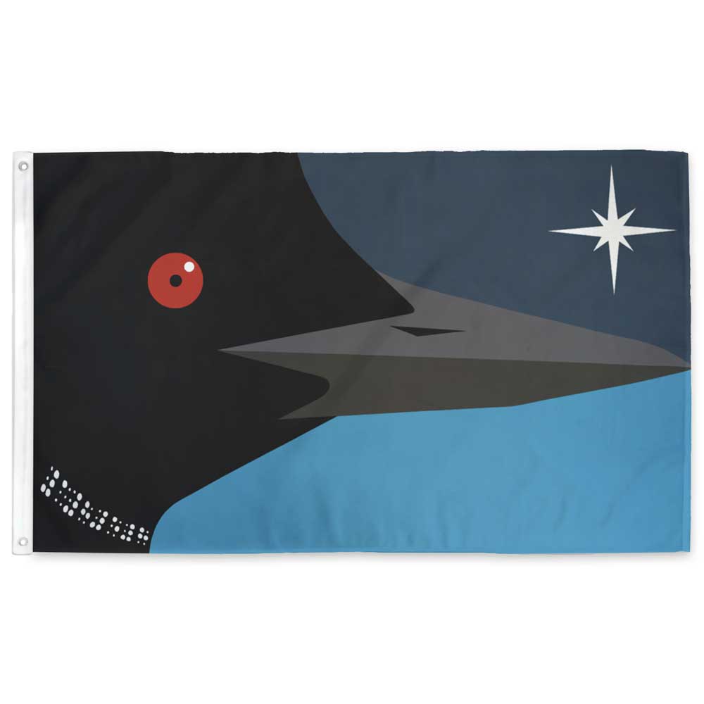 Menacing Loon Minnesota Flag — loon design by Rob McBroom, 3x5 ft with grommets