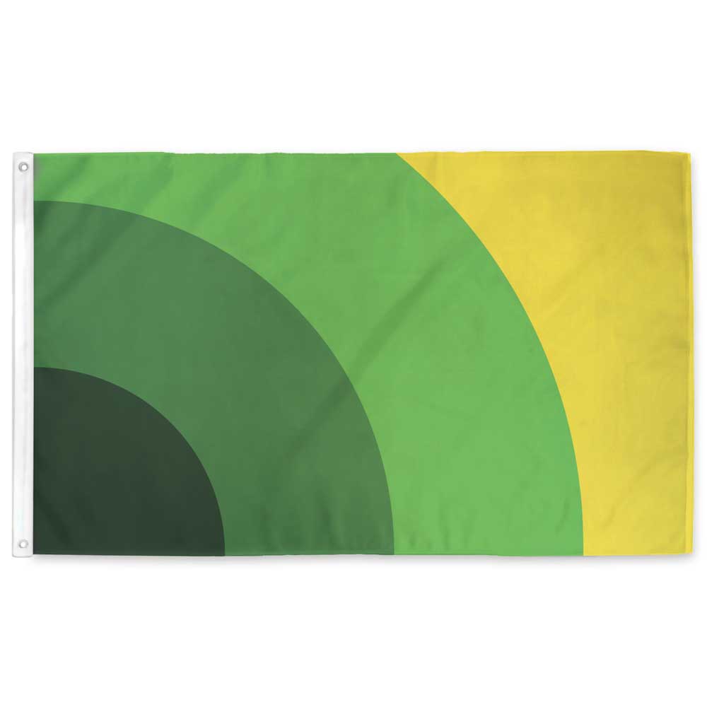 Mental Health Flag — green sunrise design, 3x5 ft with grommets and double-stitched edges