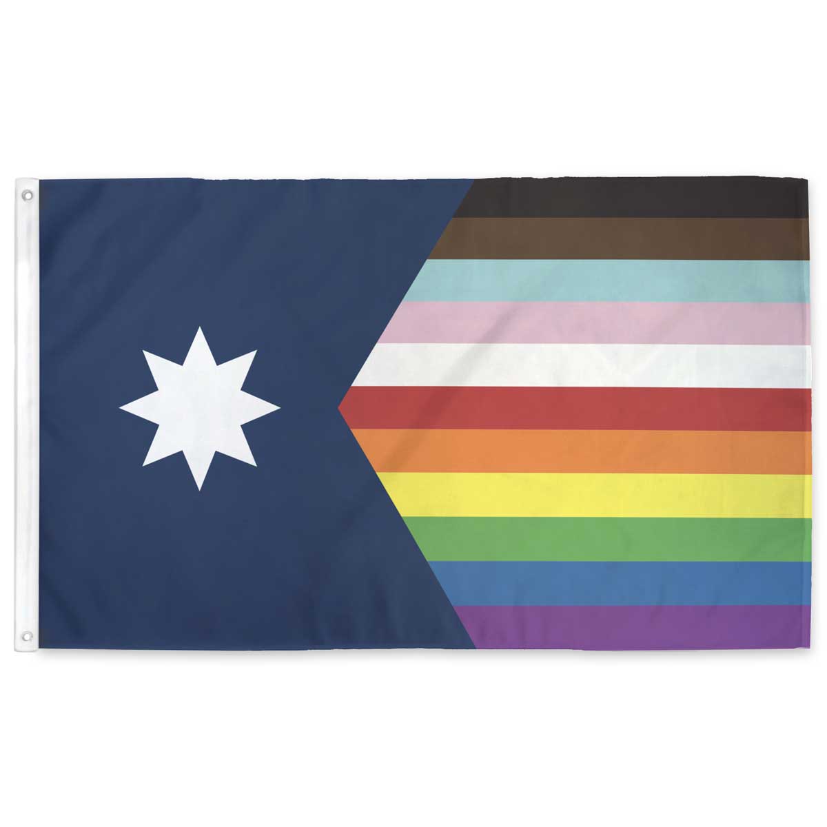 New Minnesota LGBTQ Pride Flag — state design with 11-stripe rainbow on fly, 3x5 ft