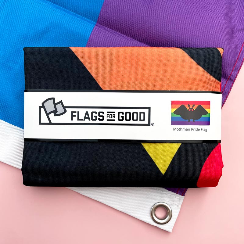 Mothman Pride flag — 3×5 ft single-sided with grommets, size reference view
