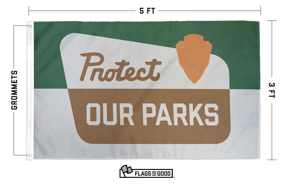 Protect Our Parks Flag size and specification diagram