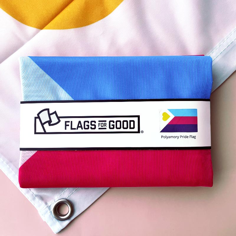 Polyamory Pride Flag — single-sided 3ft x 5ft, flat lay