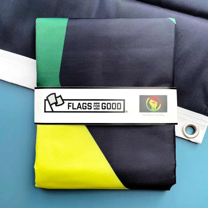 Pan African Fist flag — double-sided 3ft x 5ft version with grommets