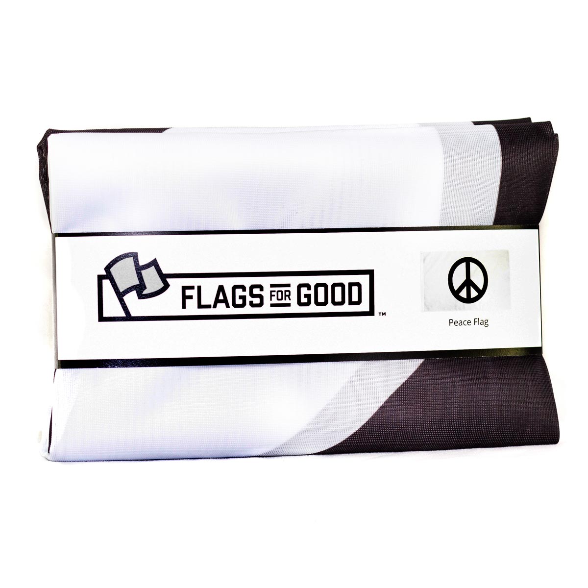 Peace flag folded, showing packaged condition