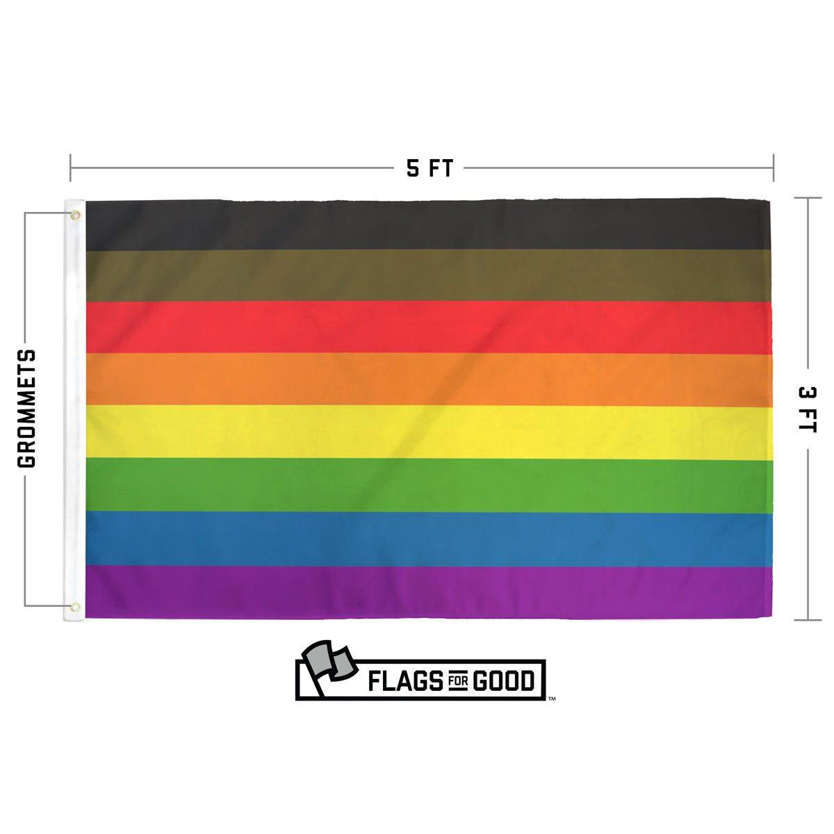 Philadelphia Pride Flag — design specs and stripe color diagram