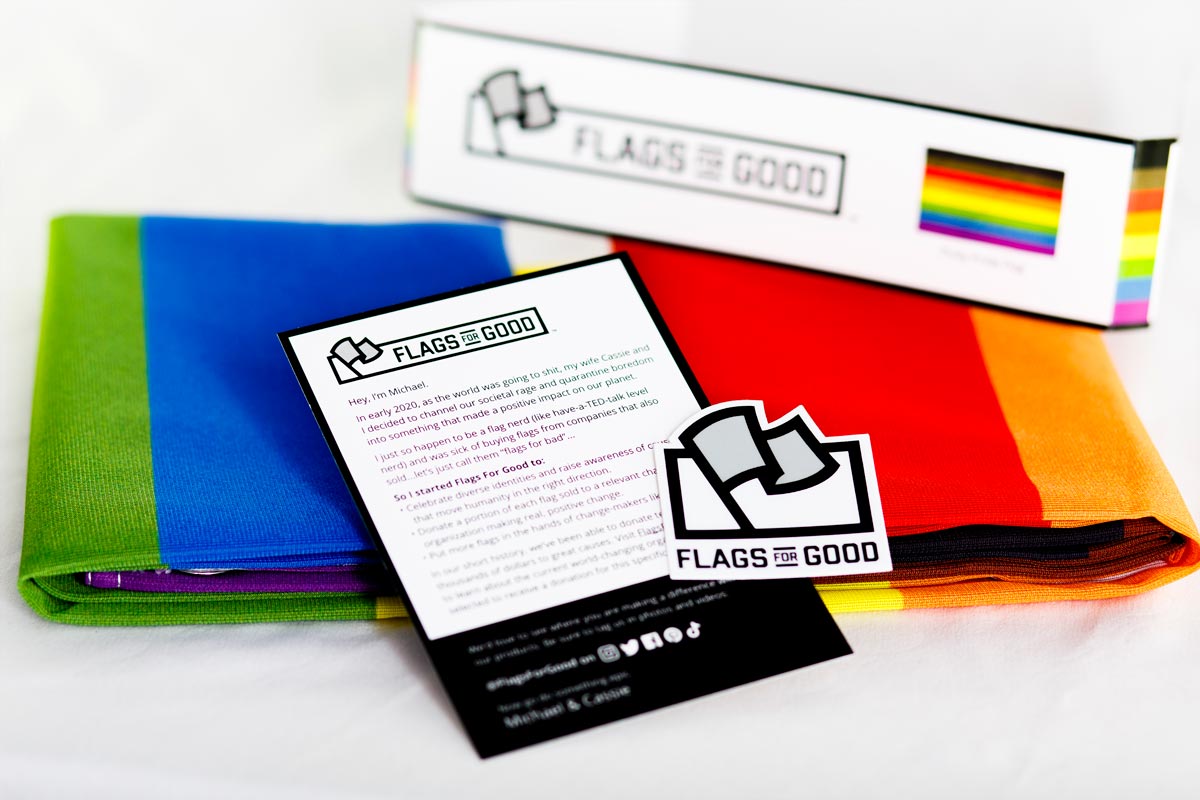 Philadelphia Pride Flag — unfolded flat lay showing all 8 stripes
