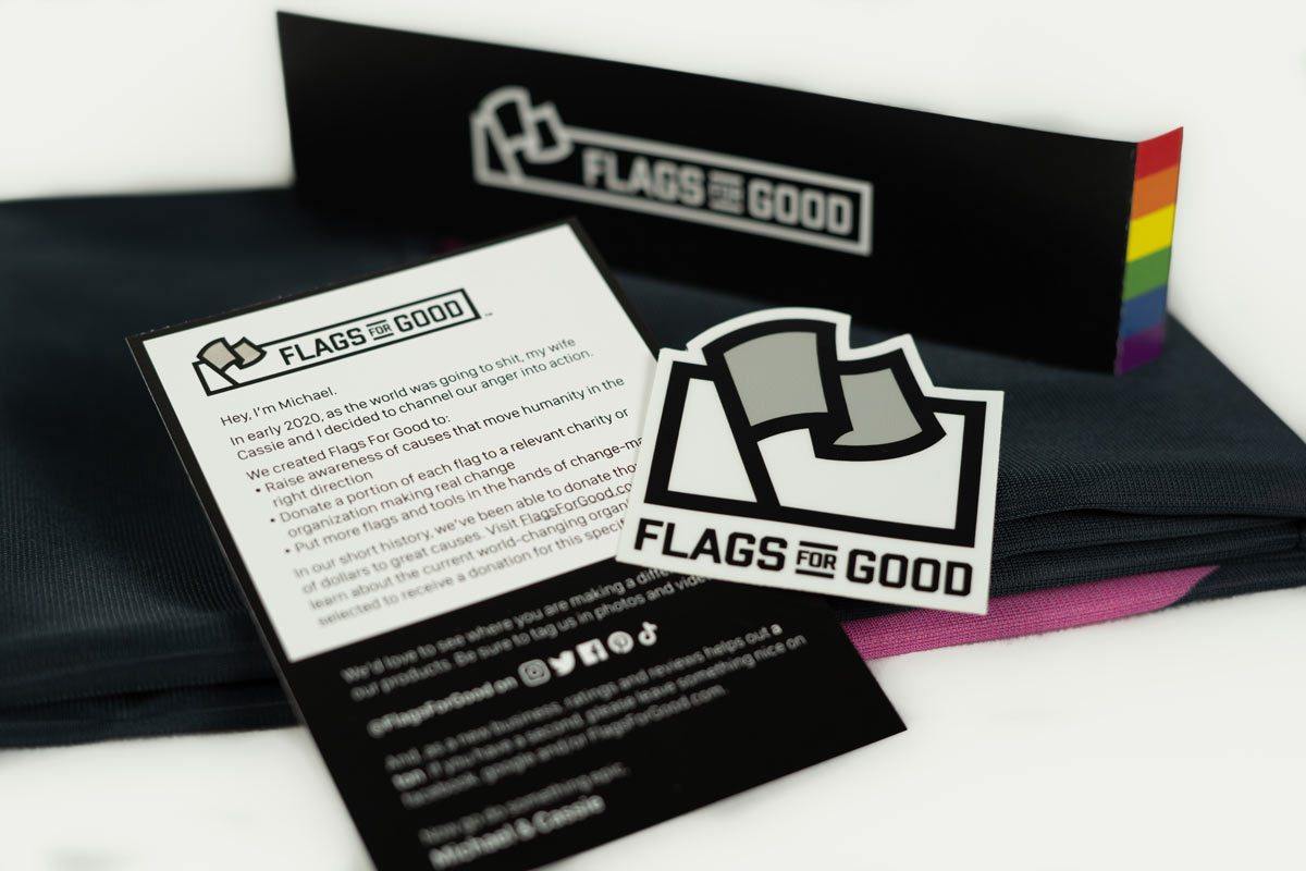 Pink Triangle Pride flag unfolded flat, full design visible