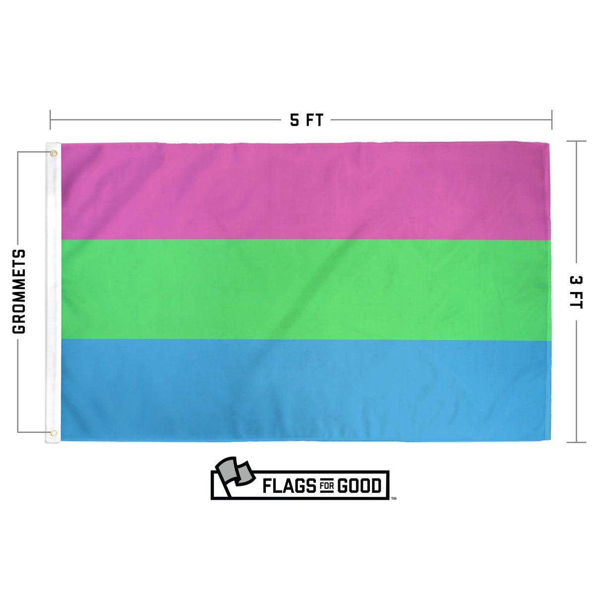 Polysexual Pride Flag size and specification diagram