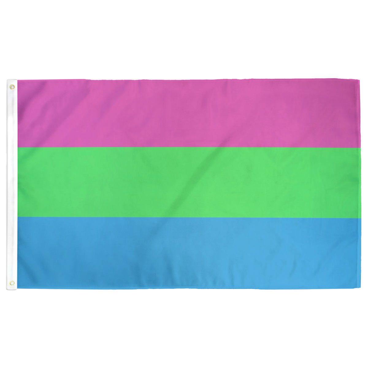 Polysexual Pride Flag — 3x5 ft, pink, green, and blue horizontal stripes