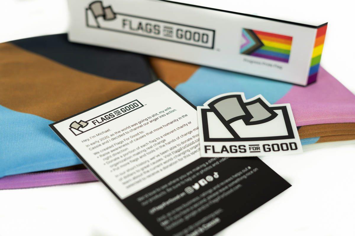Progress Pride Flag unfolded flat showing full design and colors