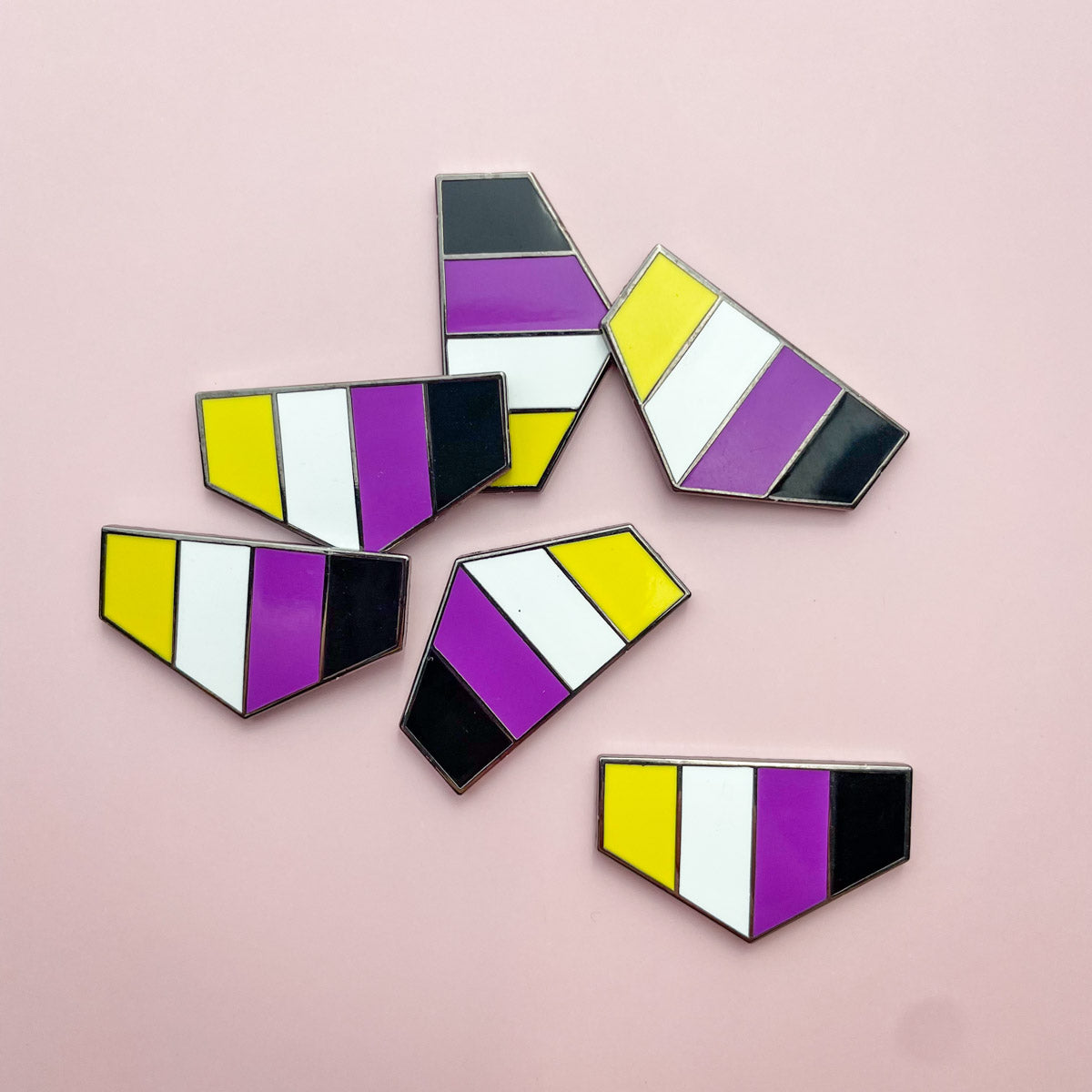 Nonbinary pride flag magnet pin badge bottom tile — 1.25×0.75in