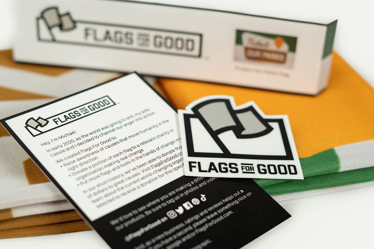 Protect Our Parks Flag unfolded flat, showing full forest green and silver design