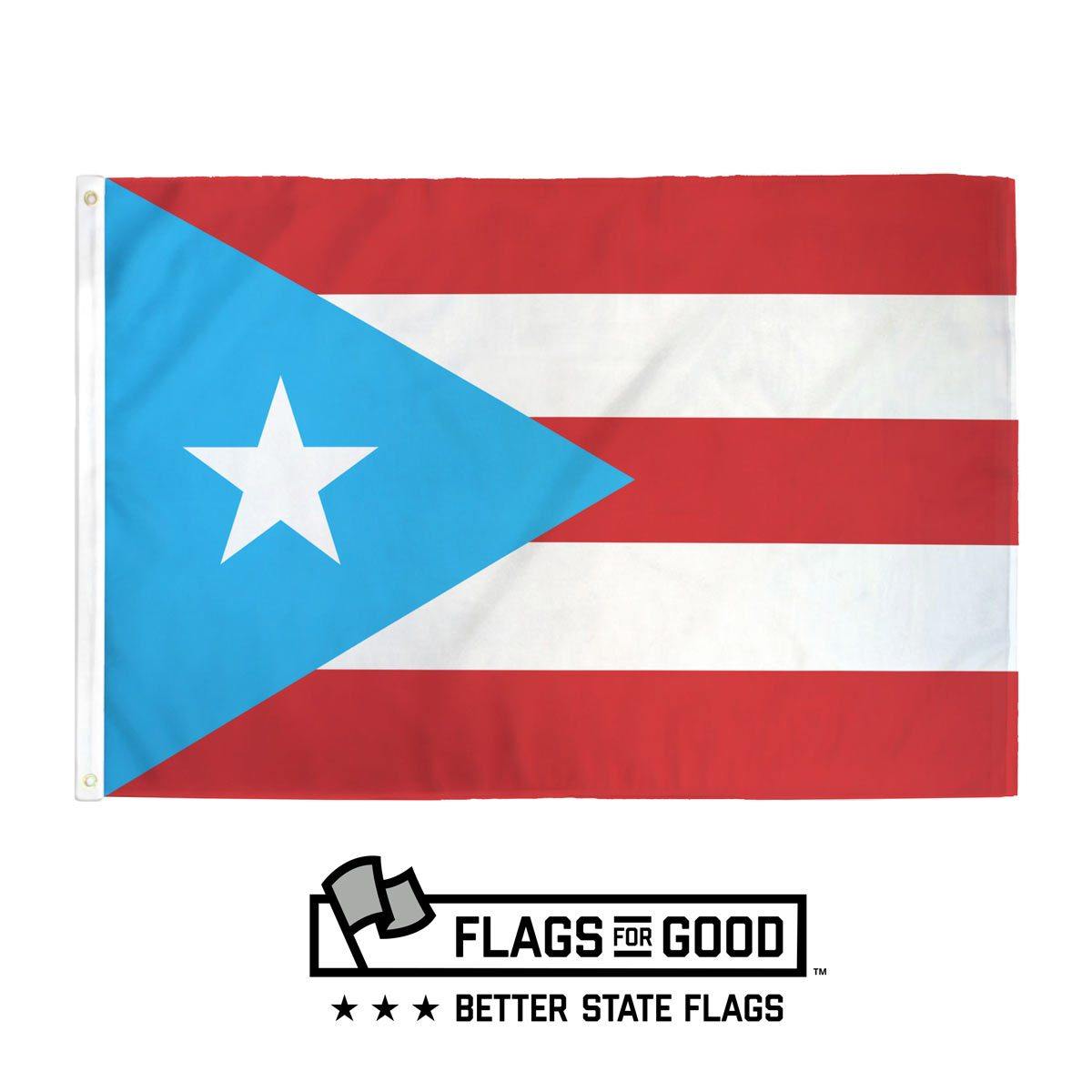Puerto Rico flag — original light blue triangle with white star and red/white stripes