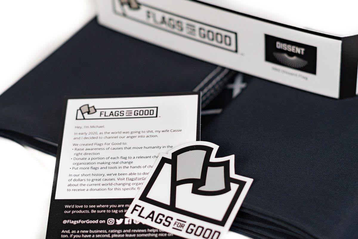 RBG Dissent flag — unfolded flat lay showing full dissent collar design