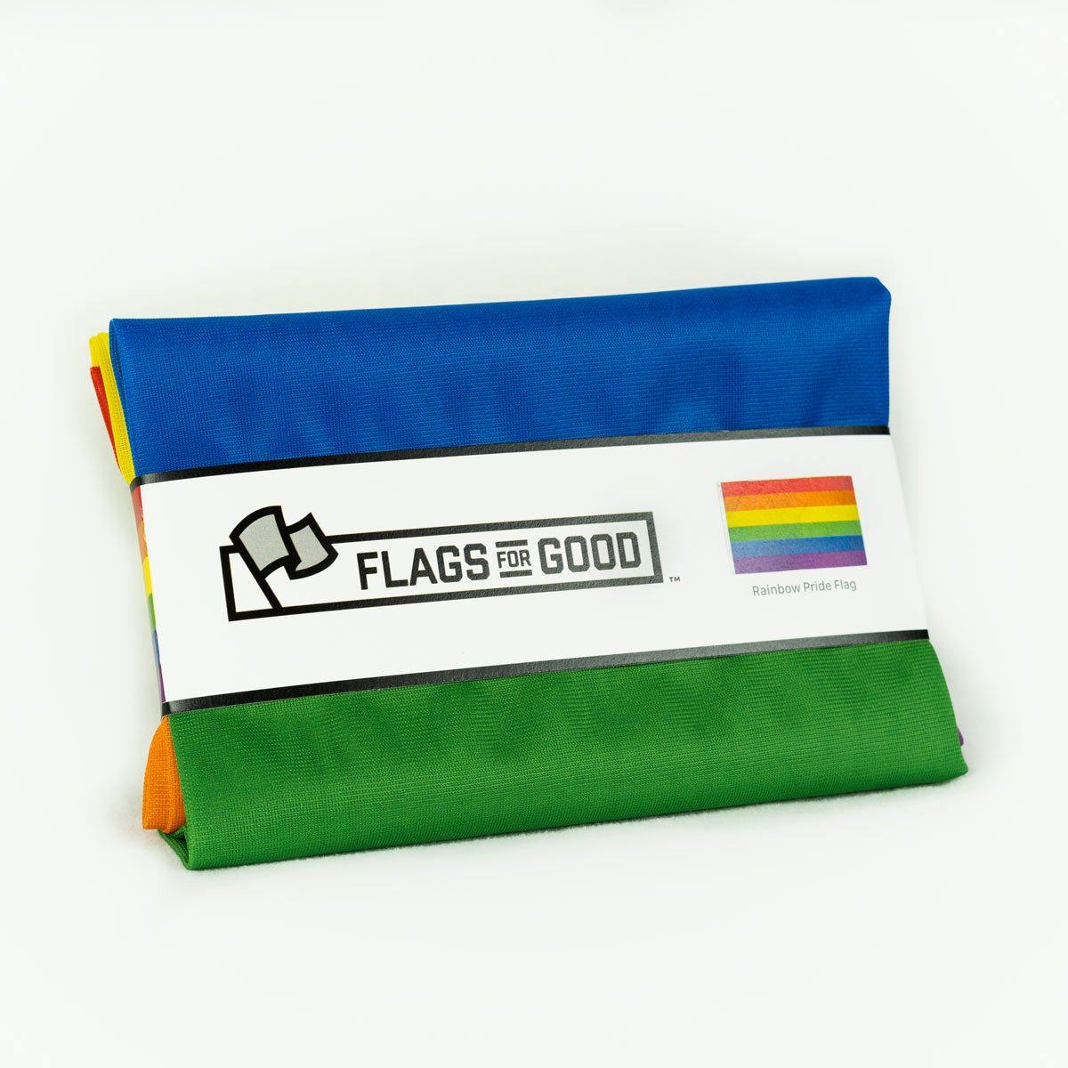 Rainbow Pride flag — folded view showing packaging