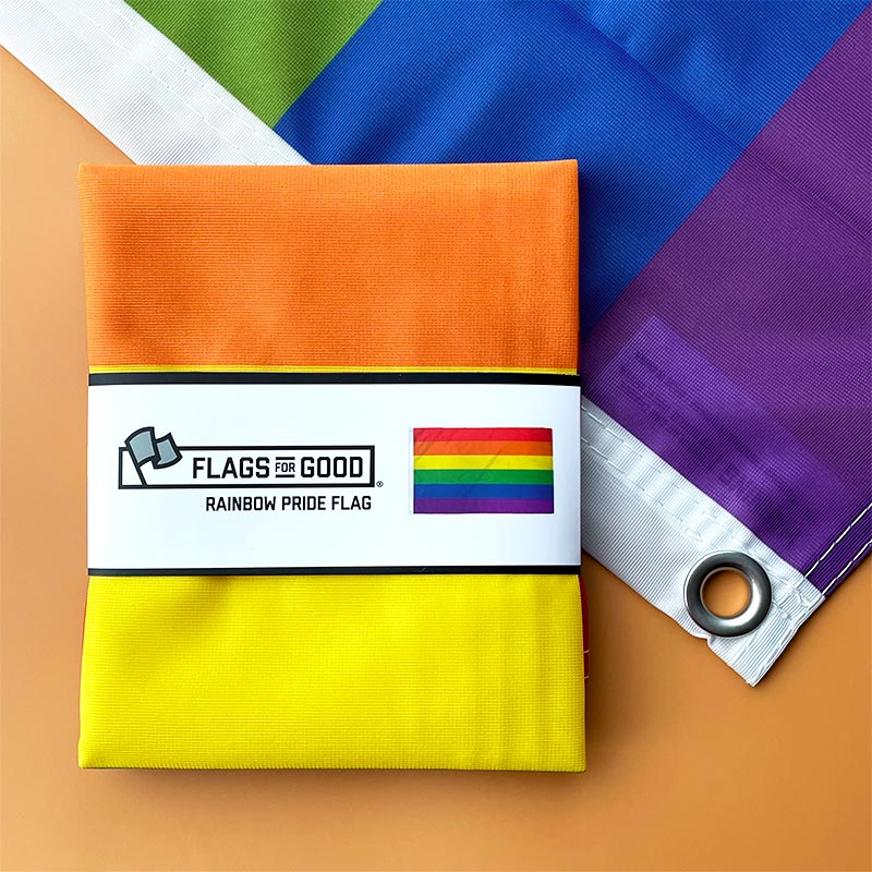 Rainbow Pride flag — 2×3 ft single-sided variant with grommets