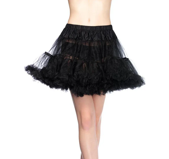 Plus size layered tulle petticoat — shown worn, back view with layered tulle detail