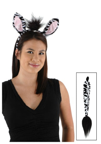 Animal Costume Kit — Zebra variant: ears headband and striped tail