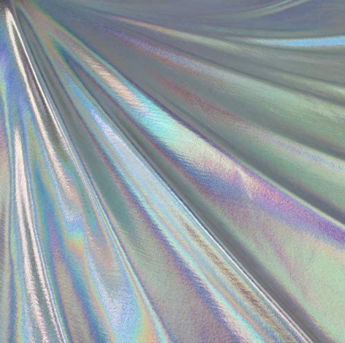 Silver Hologram Metallic Foil Spandex Fabric | 4 Way Stretch