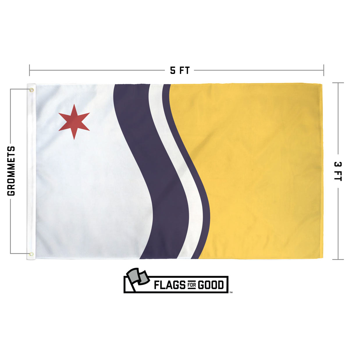 South Bend flag design specs — diagram showing colors, dimensions, and design elements