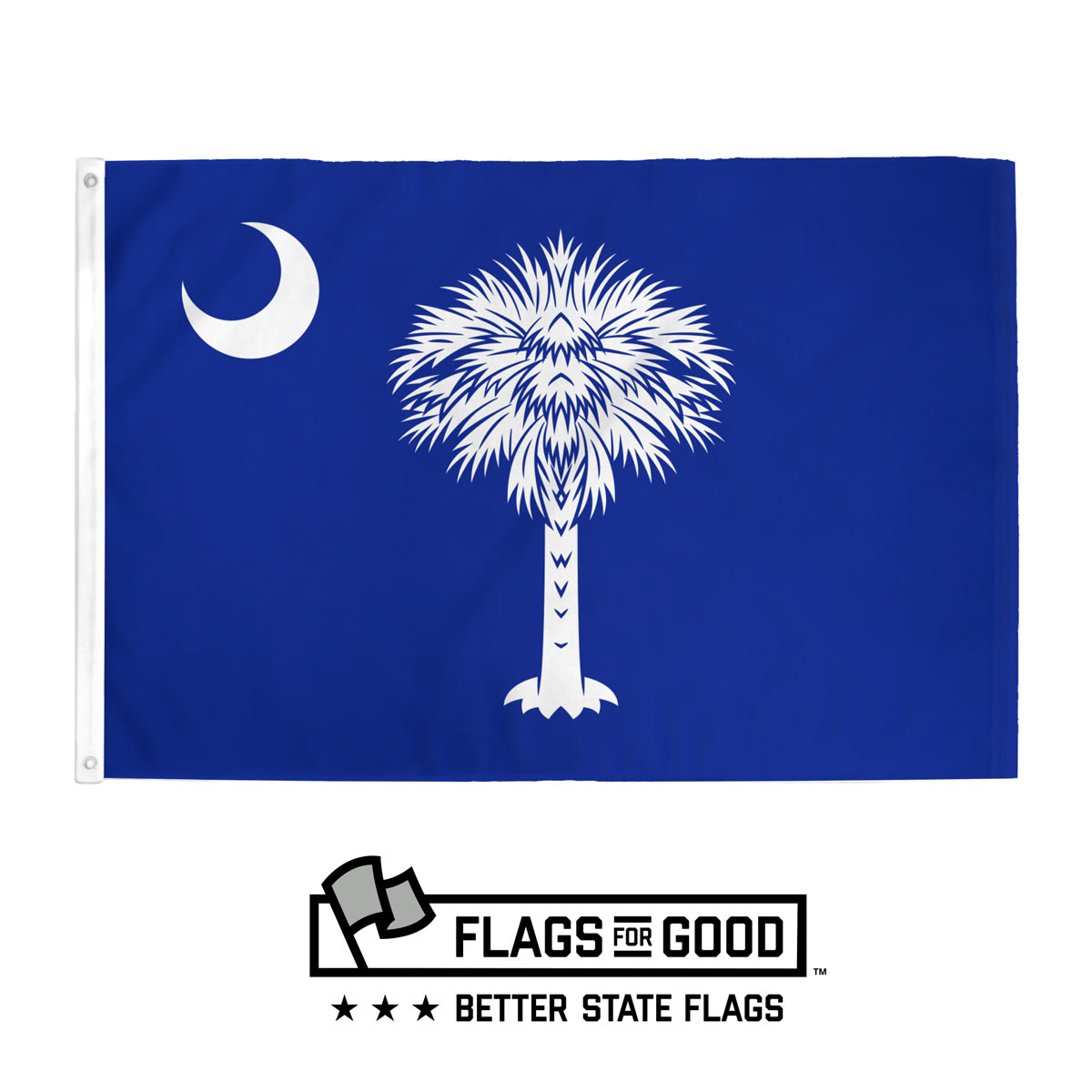 South Carolina state flag — blue with palmetto and crescent moon, 3x4.5ft