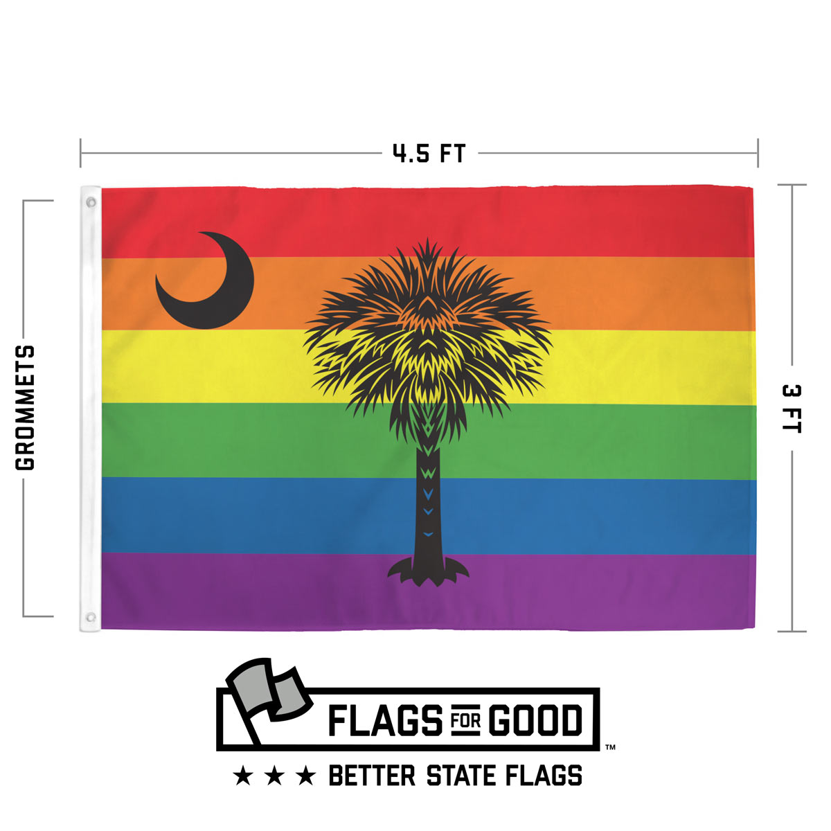 South Carolina Pride flag specs — size, material, and construction details