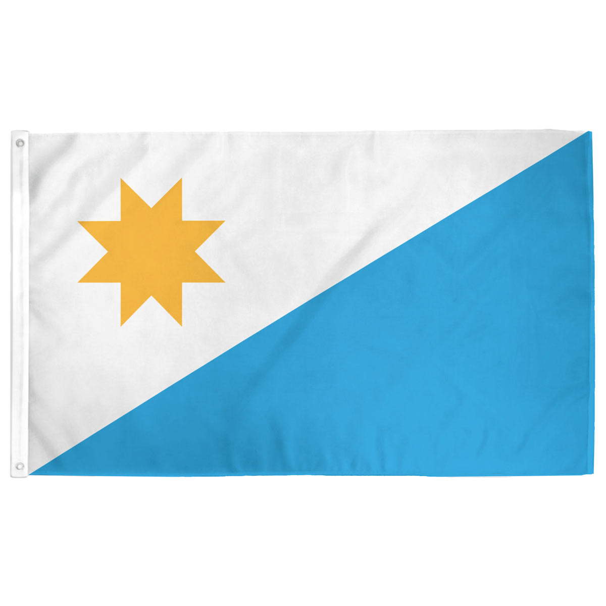 Toledo flag redesign — blue and gold geometric city flag, 3×5ft