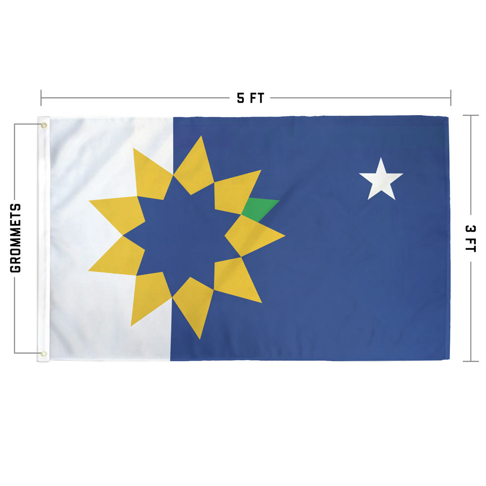 Topeka flag spec sheet showing size, construction, and design symbolism details