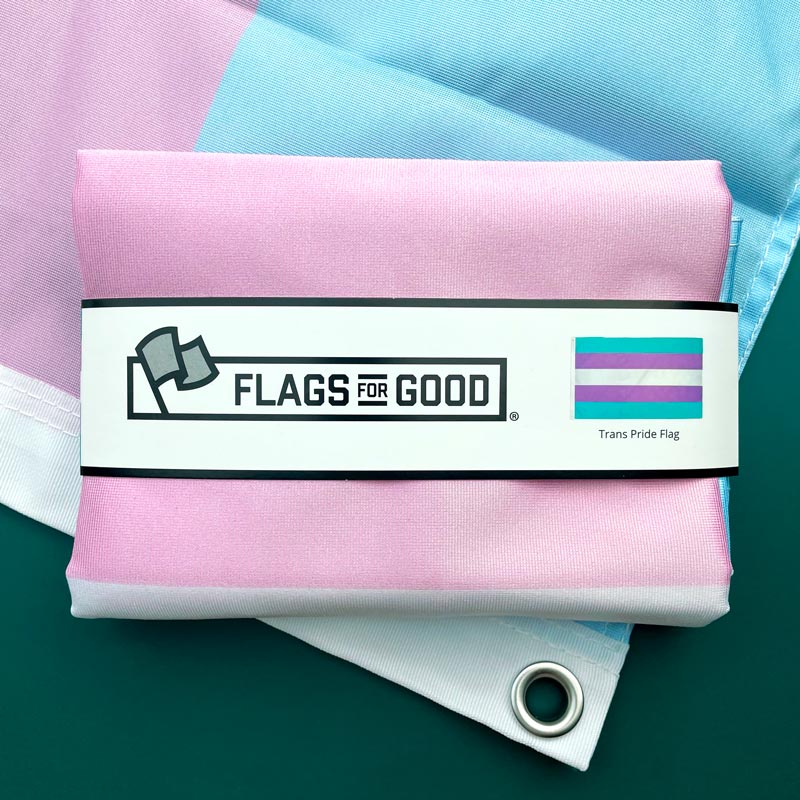 Transgender Pride flag — 3ft x 5ft single-layer, flat lay showing pink, white, and blue stripes