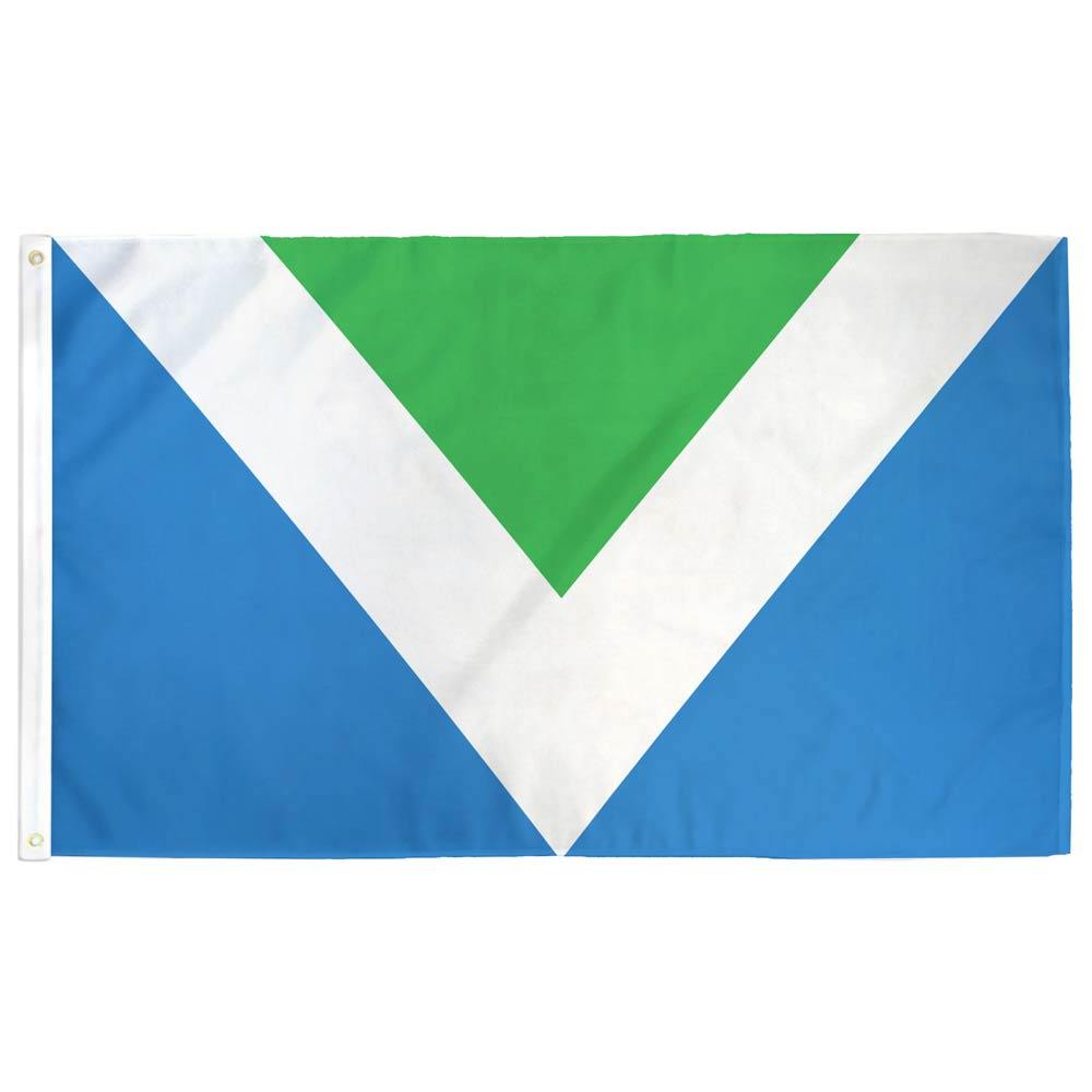 International Vegan flag — blue and green design, 3ft x 5ft with grommets