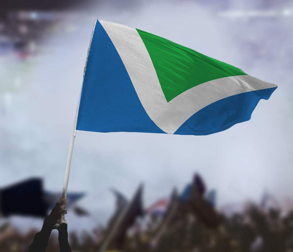 International Vegan flag carried at a protest or rally