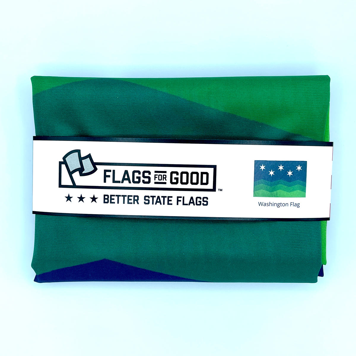 Washington State flag redesign — folded view showing green gradient design