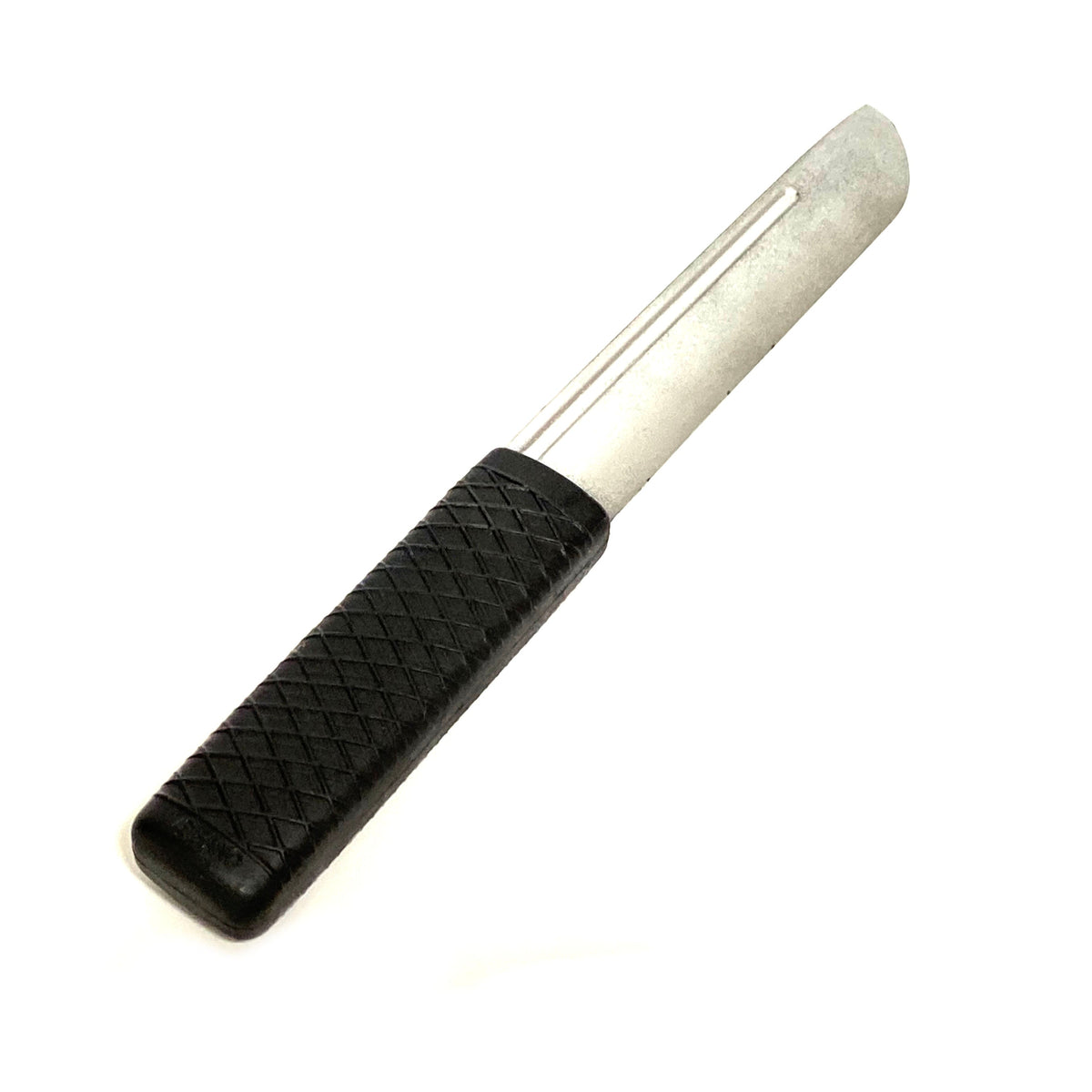 Solid rubber training knife prop — silver and black, 9.5" overall, 5.5" blade