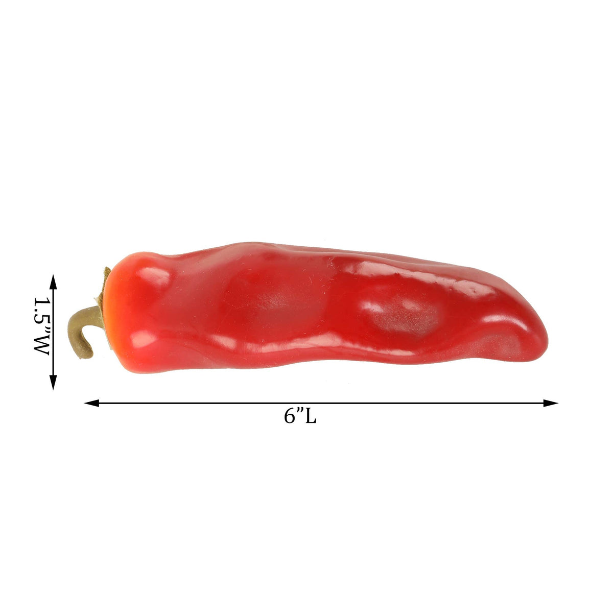Artificial red pepper — close-up showing surface texture and eco-friendly materials