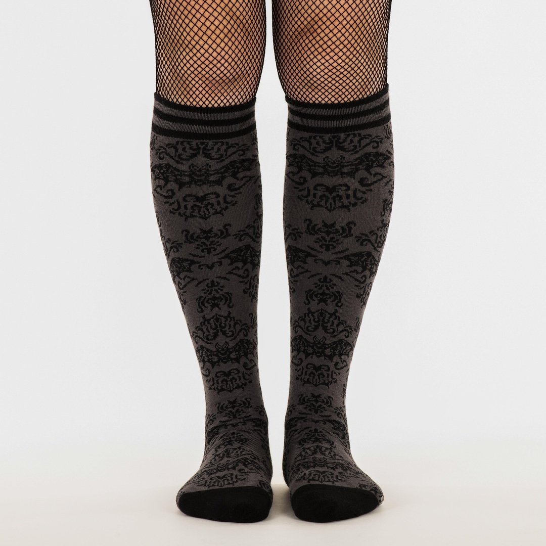 Chaussettes montantes chauve-souris damassées