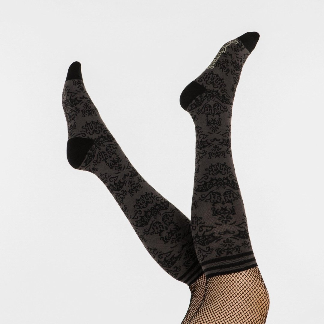 Chaussettes montantes chauve-souris damassées
