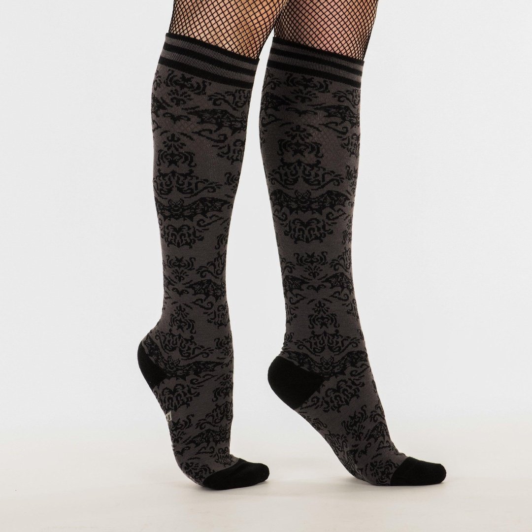Chaussettes montantes chauve-souris damassées