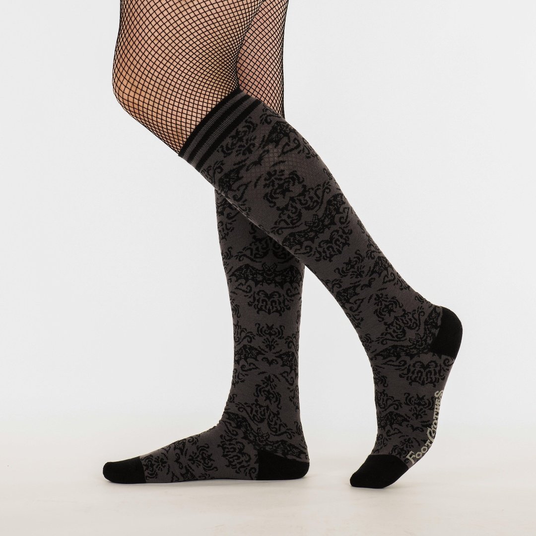 Chaussettes montantes chauve-souris damassées