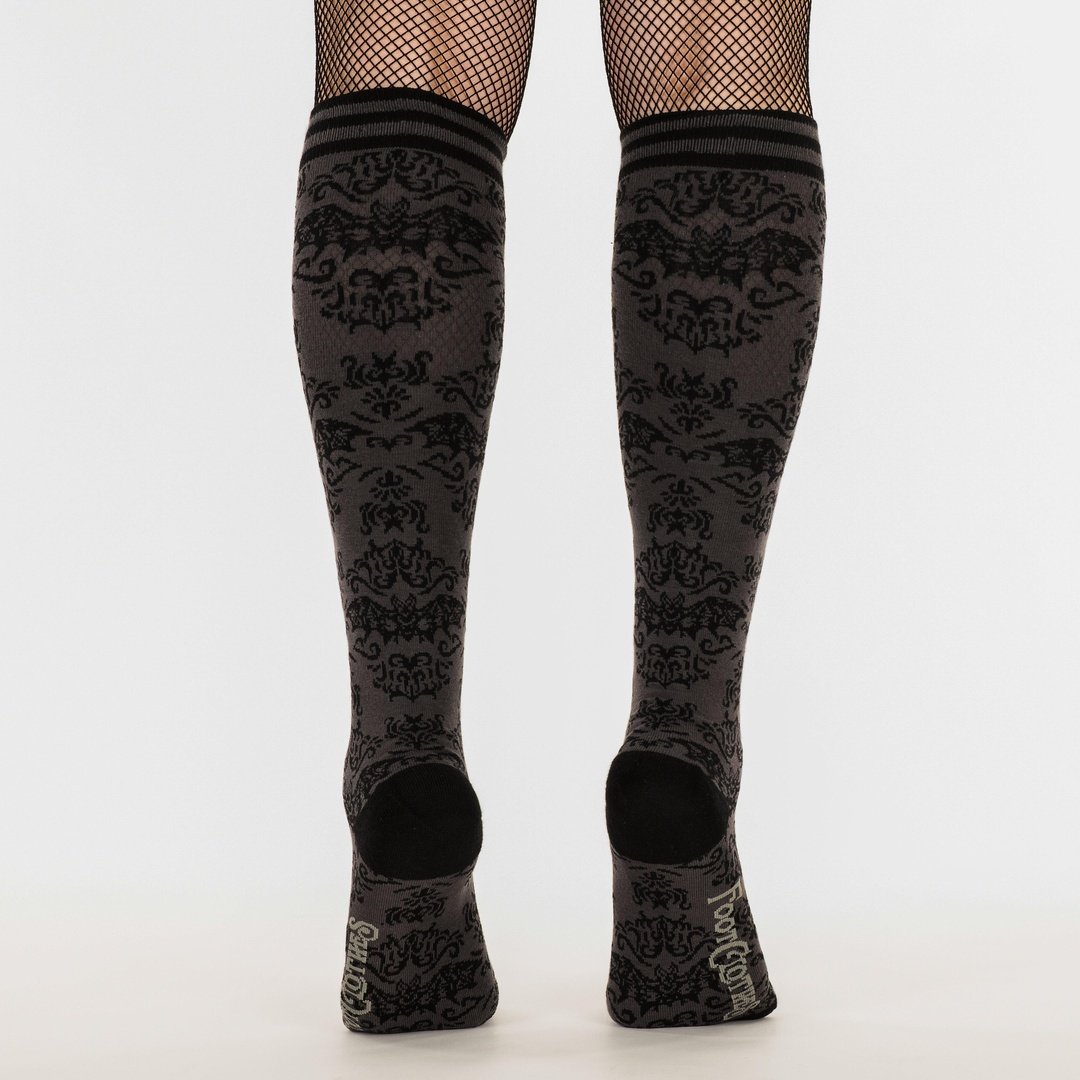 Chaussettes montantes chauve-souris damassées