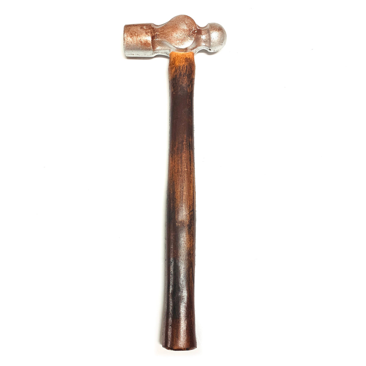 Foam rubber ball-peen hammer — rusty variant close-up showing aged weathering detail