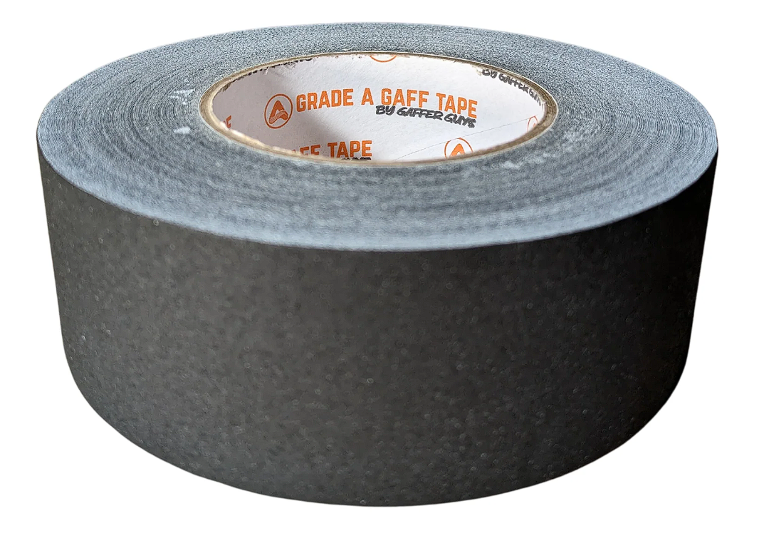 Grade A black gaff tape roll — professional residue-free adhesive for stage and film