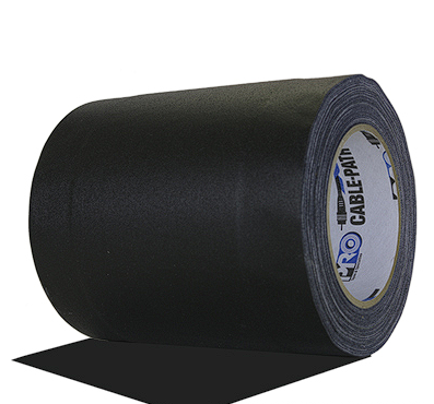 Cable path tape — black, 4" x 30 yd cotton gaffer tape with center non-adhesive channel