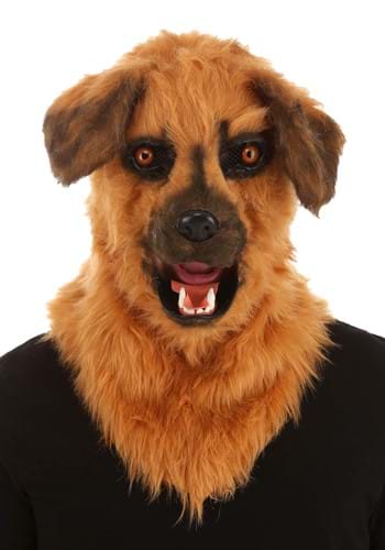 Dog Mouth Mover mask — worn on model demonstrating realistic dog mouth movement